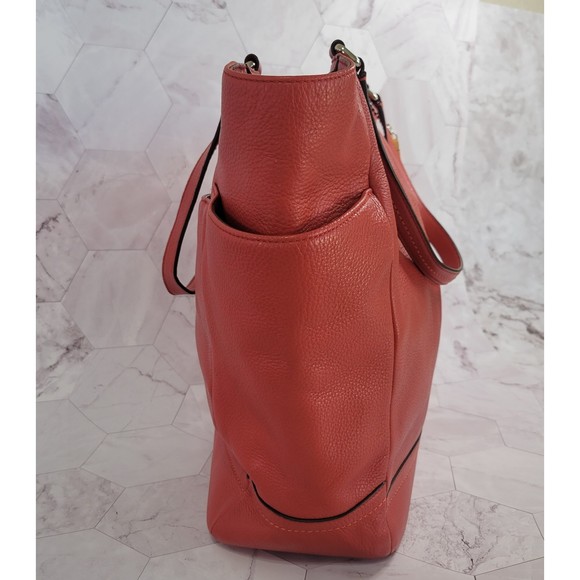 Coach Park Signature North South tote Vermillion Red leather - Picture 8 of 13